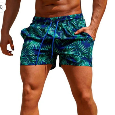 New Men's Beach Print Loose Shorts